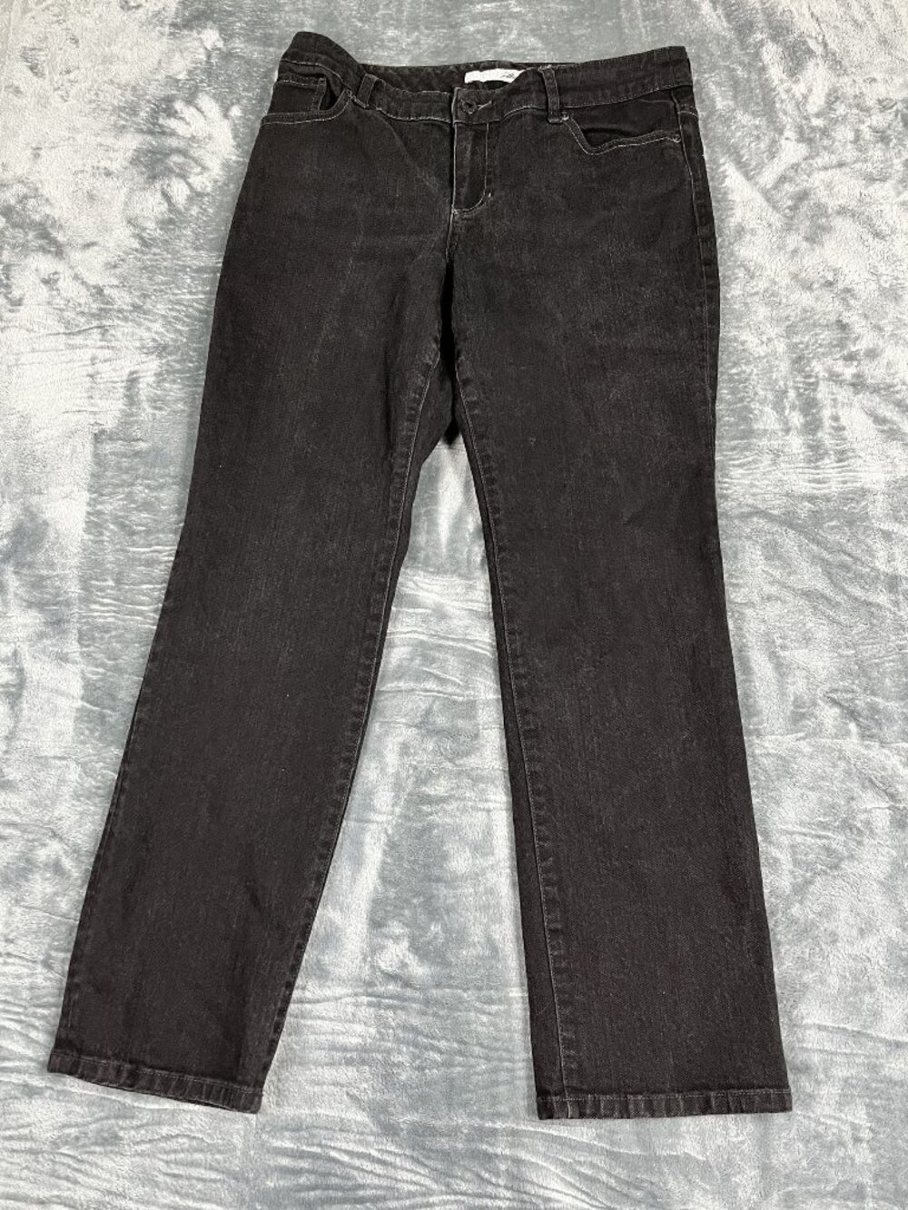 Chicos Platinum Womens Size 2 (US 12) Black Straight Leg Denim Jeans